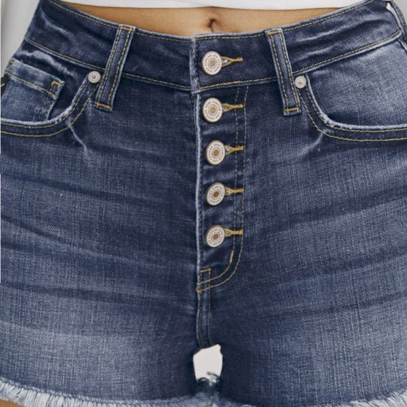 New KanCan High Rise Shorts Button - Picture 2 of 7